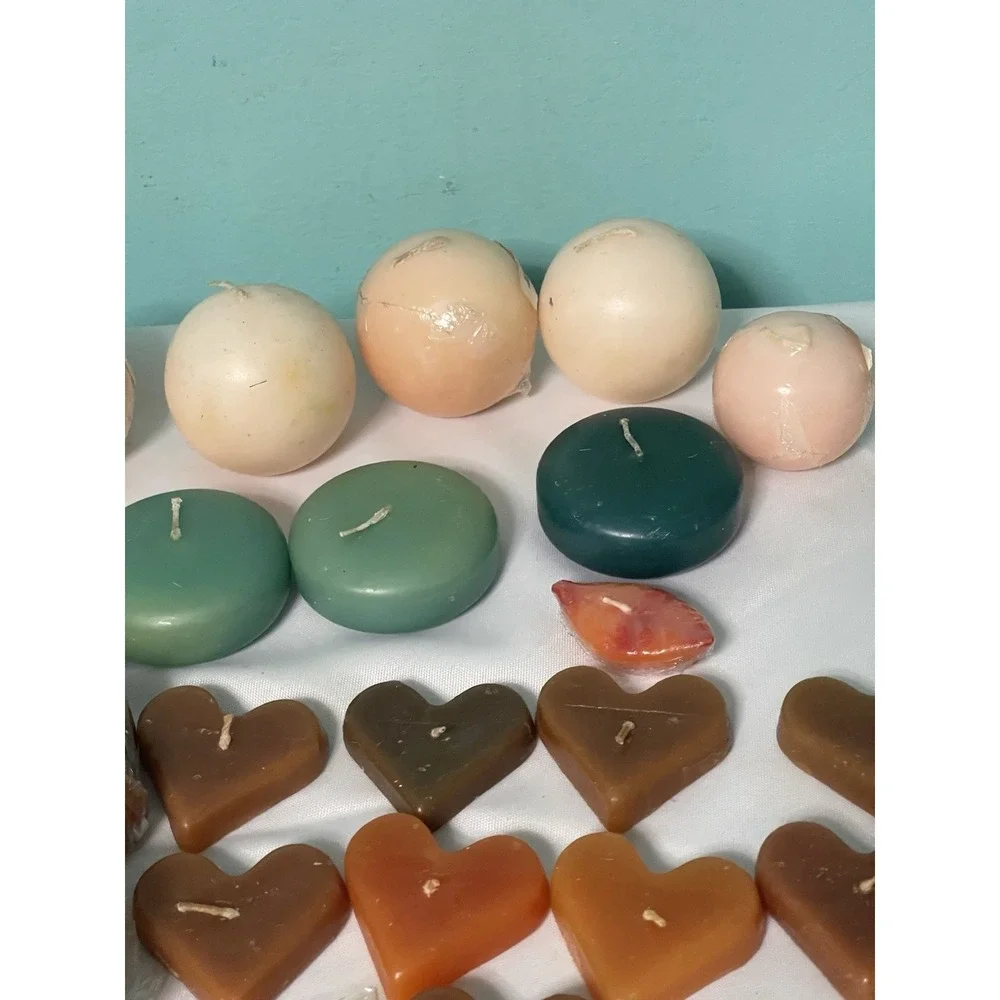 Assorted Wax Candles Gingerbread, Hearts, Balls Lot of‎ 31